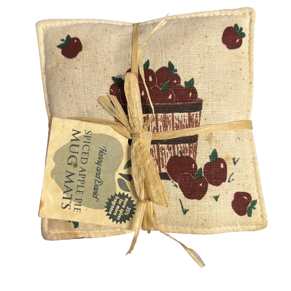 Harry and David Spiced Apple Pie Mug Mats Set 4‎ Scented Cozy Kitchen Decor